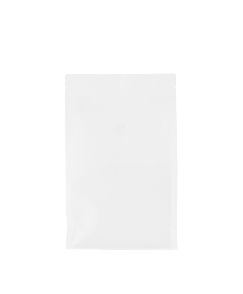 BIO Flach boden beutel 500g, Kompostierbares Weiß papier + Zipper + Ventil (100 St.)