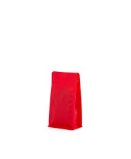 Flat bottom 150g recyclable, red matt + zipper + valve (100 pcs)