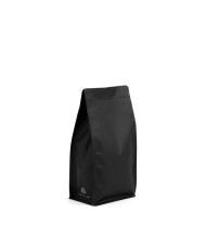 Flach Boden Beutel 500 g Recycelbar, Schwarz matt + Zipper (250 St.)