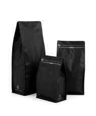 Flach Boden Beutel 500 g Recycelbar, Schwarz matt + Zipper (250 St.)