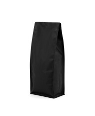 Flach Boden Beutel 1kg Recycelbar, Schwarz matt + Zipper (250 St.)